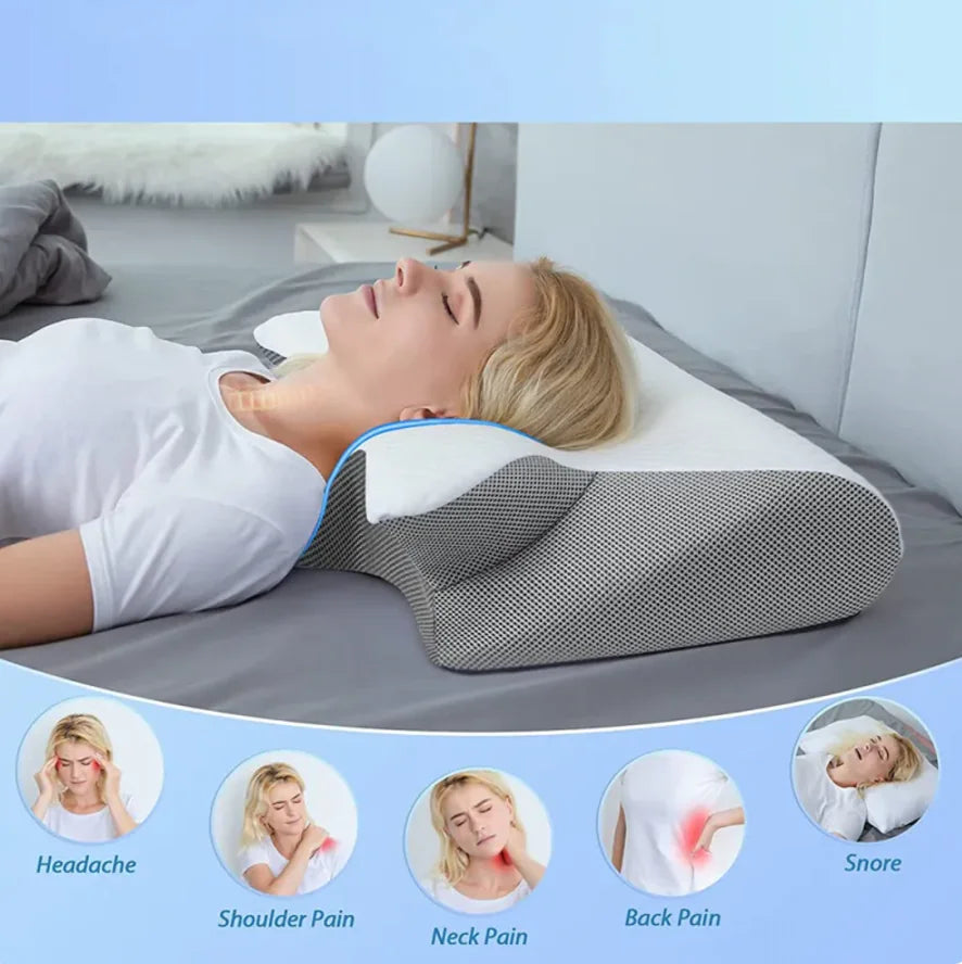 Restrove butterfly memory foam neck pillow with air-layer cover