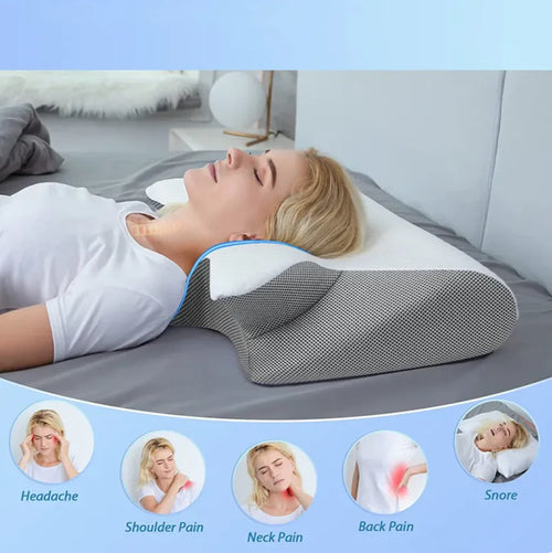 Restrove butterfly memory foam neck pillow with air-layer cover