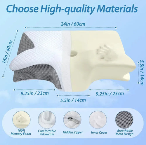 Restrove butterfly memory foam neck pillow with air-layer cover