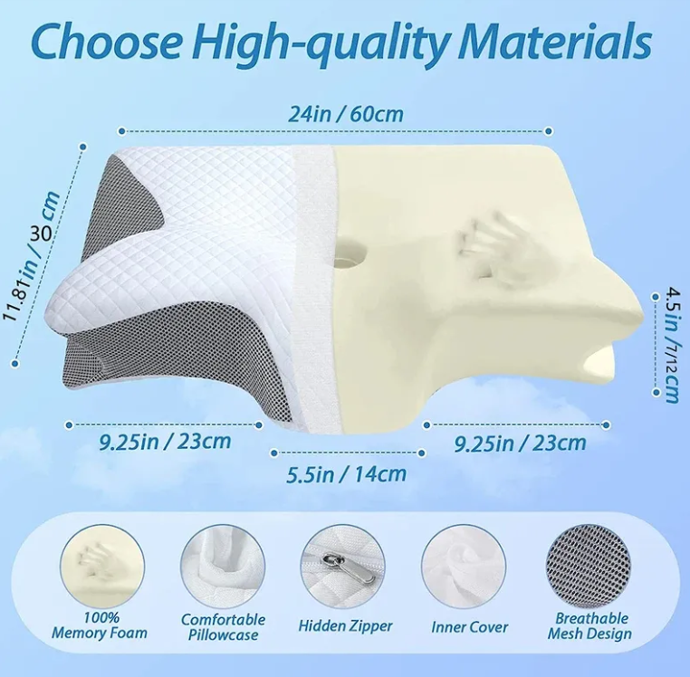 Memory Foam Cervical Pillow with Breathable Mesh